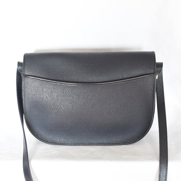Nina Ricci Logo Embossed Black Leather Cross Body Bag - France - Picture 2 of 5
